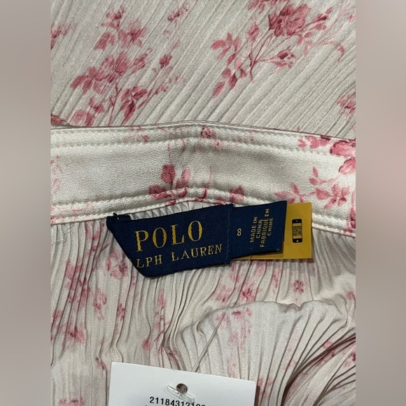 𝅺NWT Polo Ralph Lauren Women's Floral Pleated Satin Skirt Size 8 - Picture 11 of 12